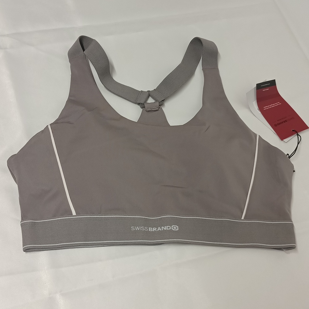 Gray SwissBrand Y-back sports Bra Sz Large Atheisure  NWT - Picture 7 of 8